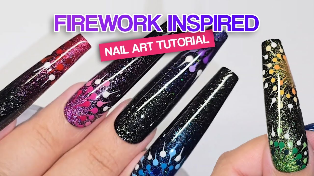 Firework Inspired Nail Art Tutorial 🎇 Step-by-Step with Shaafia