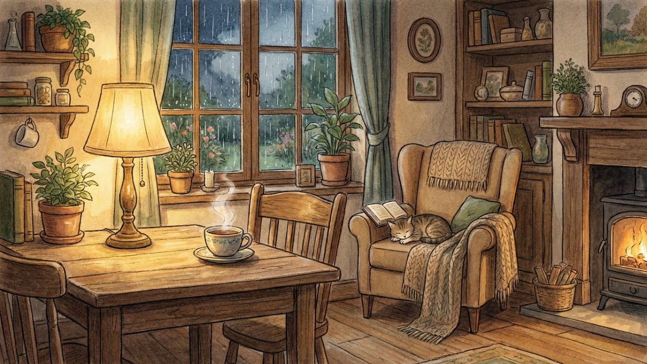 Living in a Ghibli-Style Scene | A Peaceful Rainy Day Alone at Home