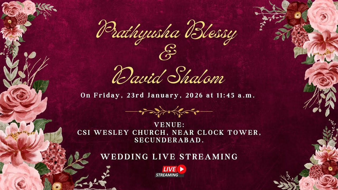 Prathyusha Blessy & David Shalom - Wedding Live Streaming
