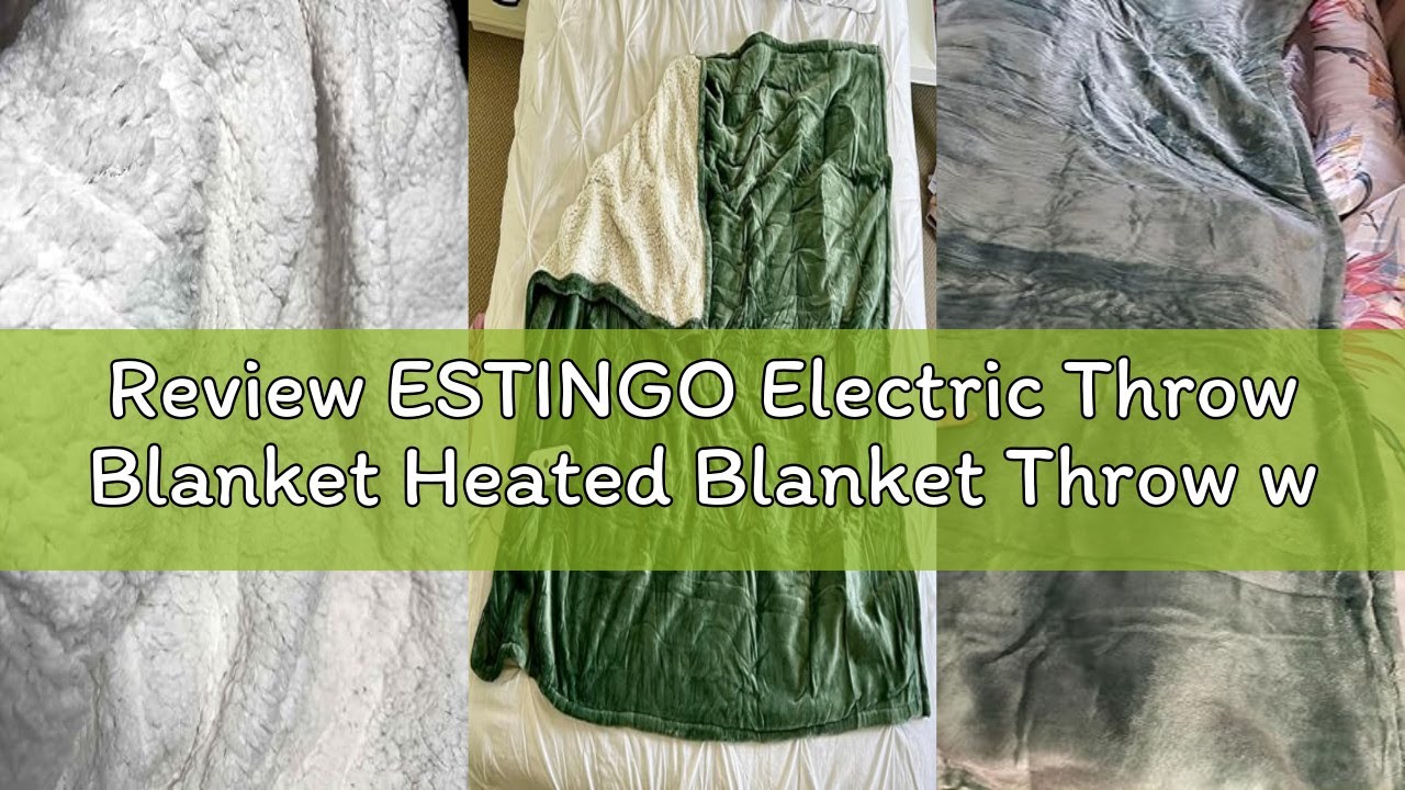 Review ESTINGO Electric Throw Blanket Heated Blanket Throw with 5 Heating Levels & 4 Hours Auto Off,