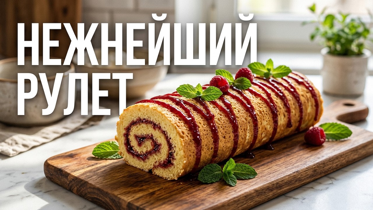 Нежнейший бисквит с домашним вареньем! The most delicate sponge roll!#food #cake #cooking #foryou 