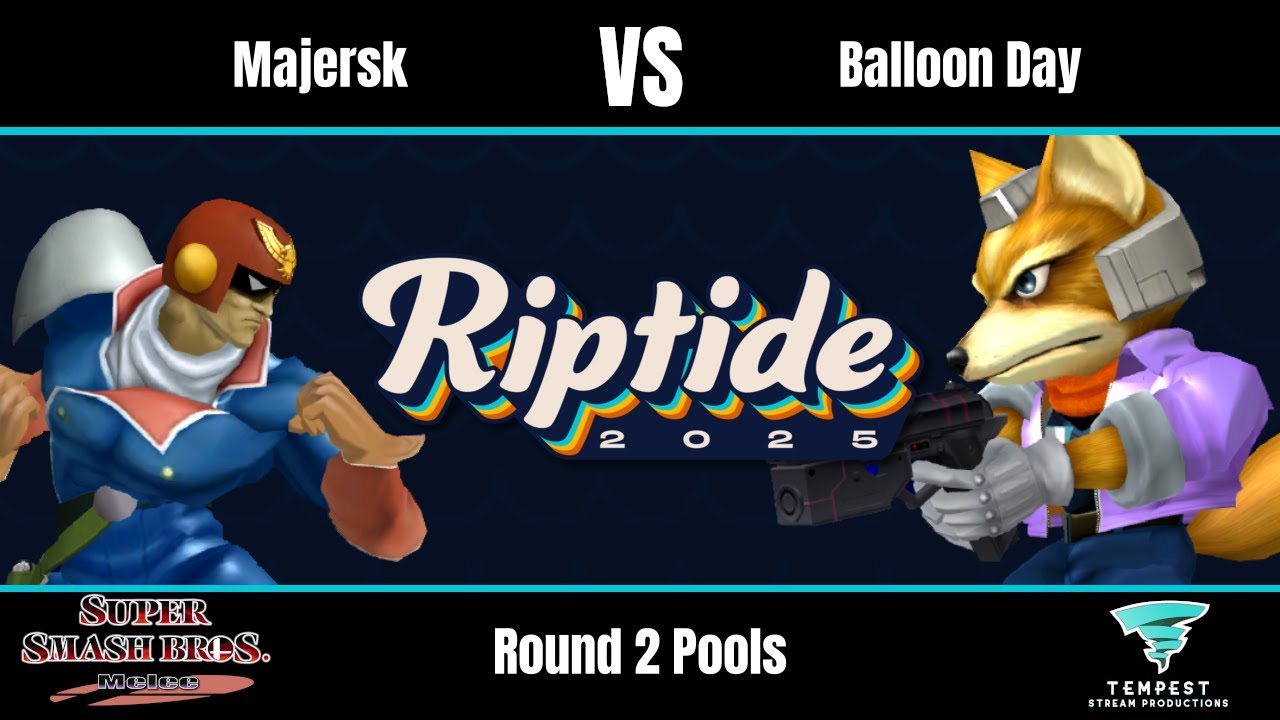 Majersk (Captain Falcon) vs Balloon Day (Fox) - Melee Round 2 Pools - Riptide 2025