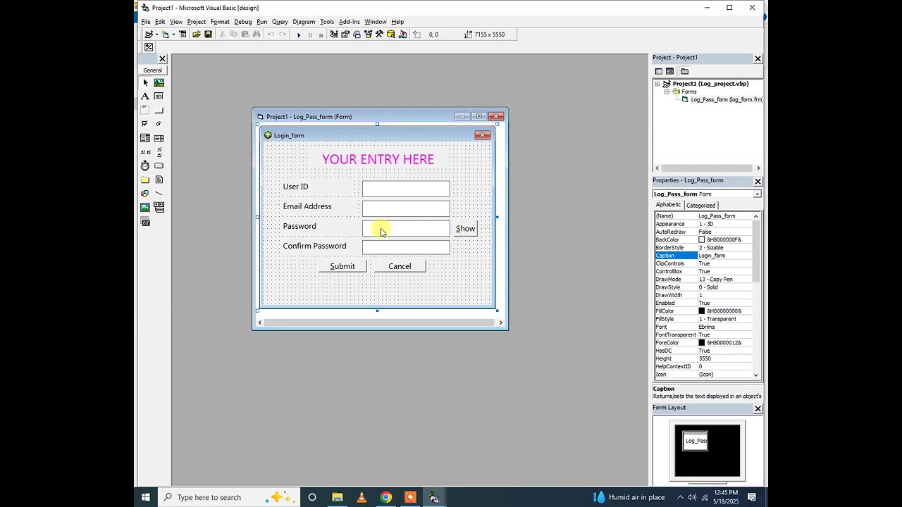 Password Match Authenticator in VB 6.0 | Show/Hide | Confirm Password