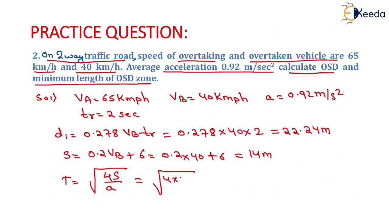 2nd Numerical of Overtaking Sight Distance - Highway Geometric Design - Transportation Engineering 1