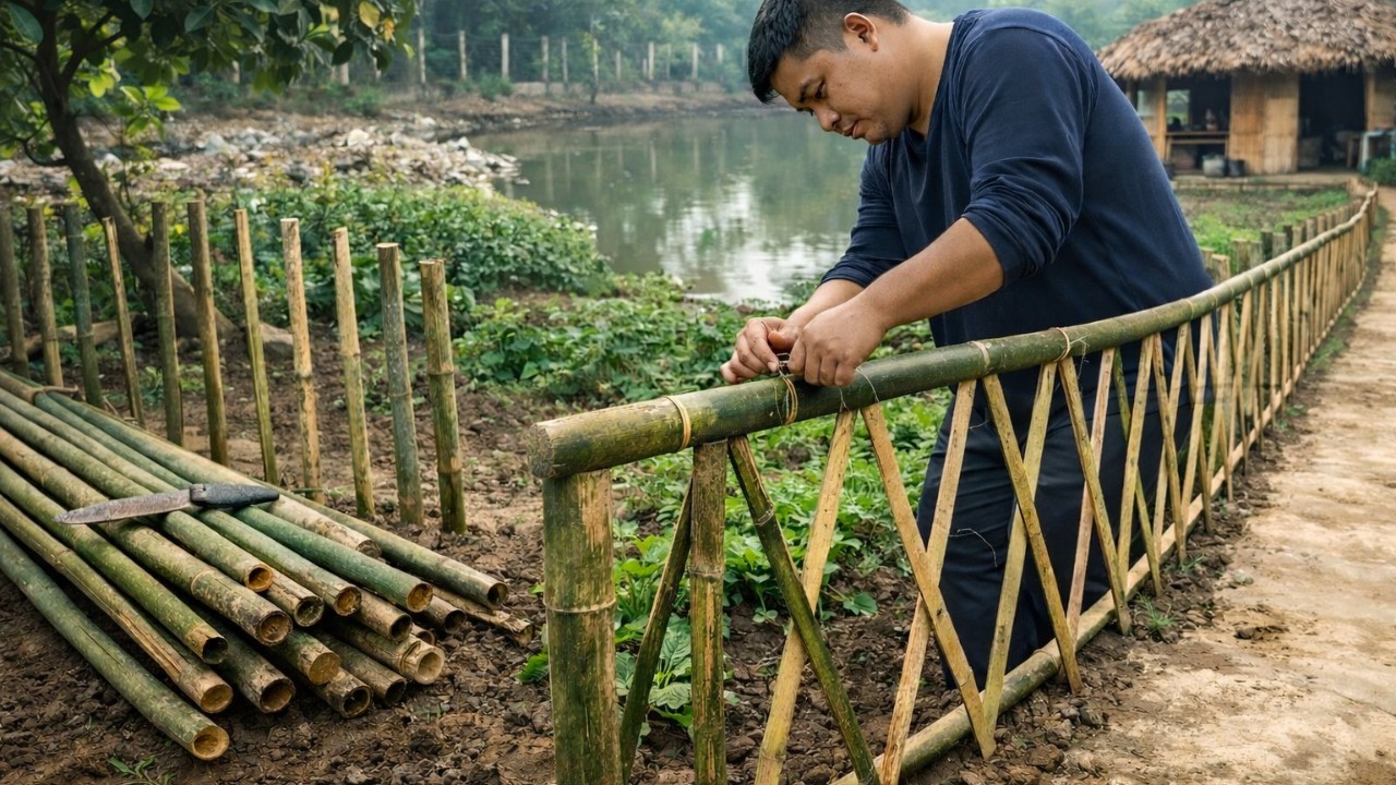 Building a Bamboo Fence at My Farm | Simple Rural Life