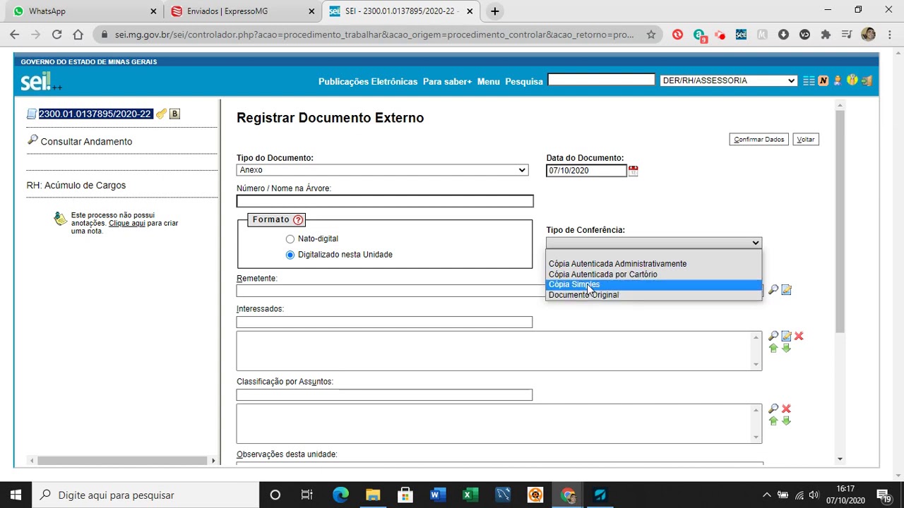 Como autenticar um documento externo no SEI