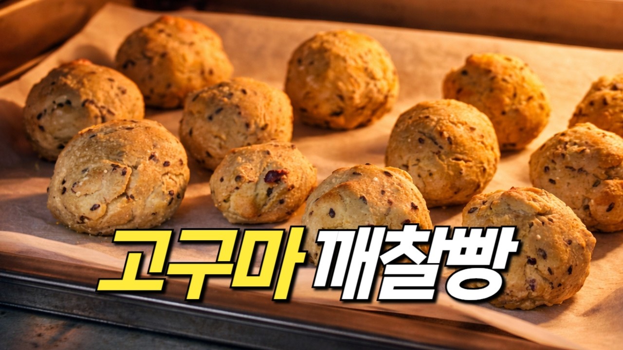 NO밀가루 NO설탕 다이어트 고구마 깨찰빵! 단 5가지 재료로 만드는 초간단 레시피. 에어프라이어를 활용한 다이어트 간식 만들기