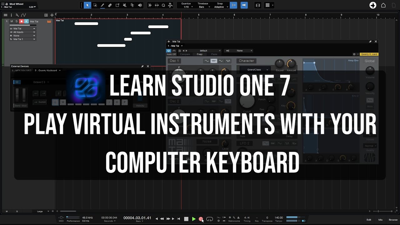 Learn Studio One 7 | Play Virtual Instruments With Your Computer Keyboard