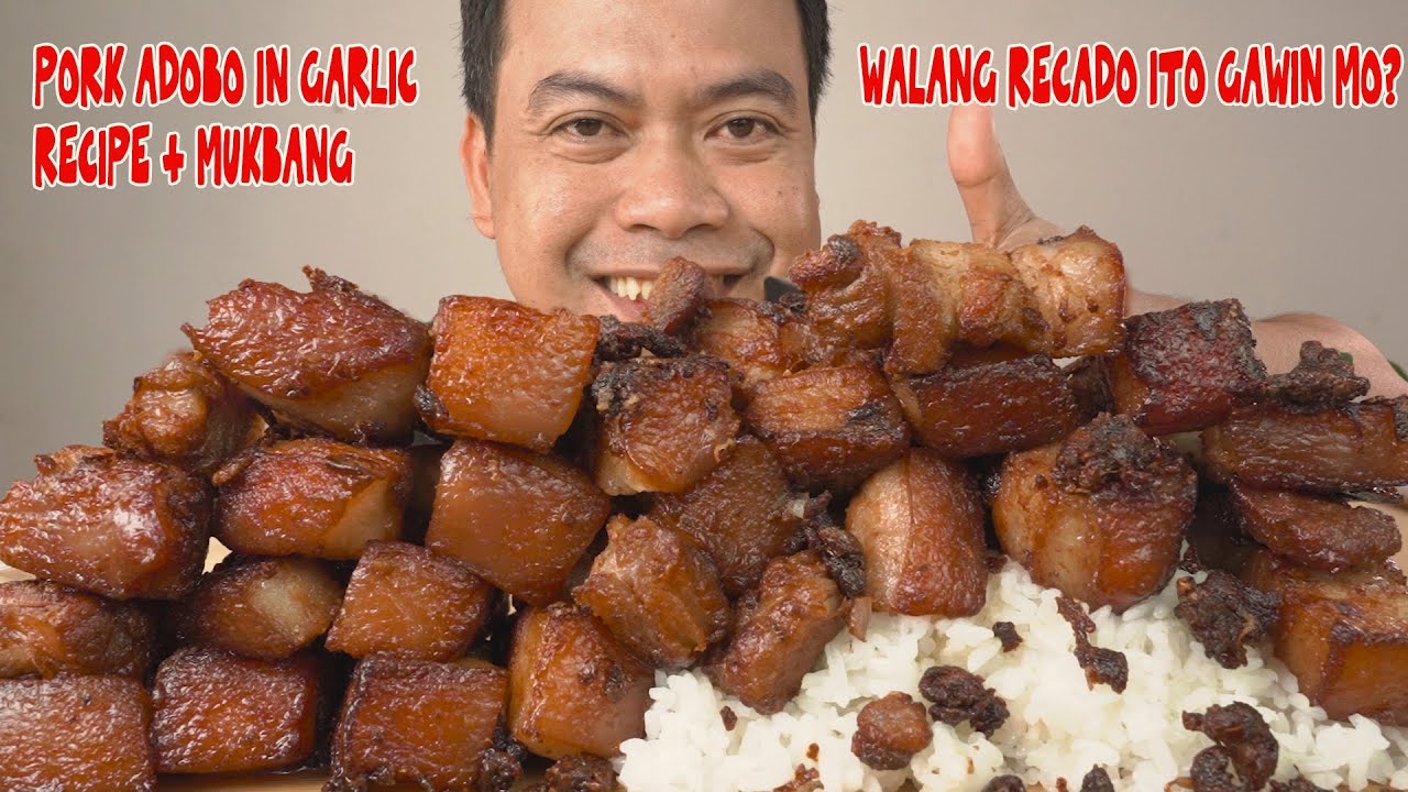 Pork Adobo In Garlic + Reicpe + Mukbang ASMR