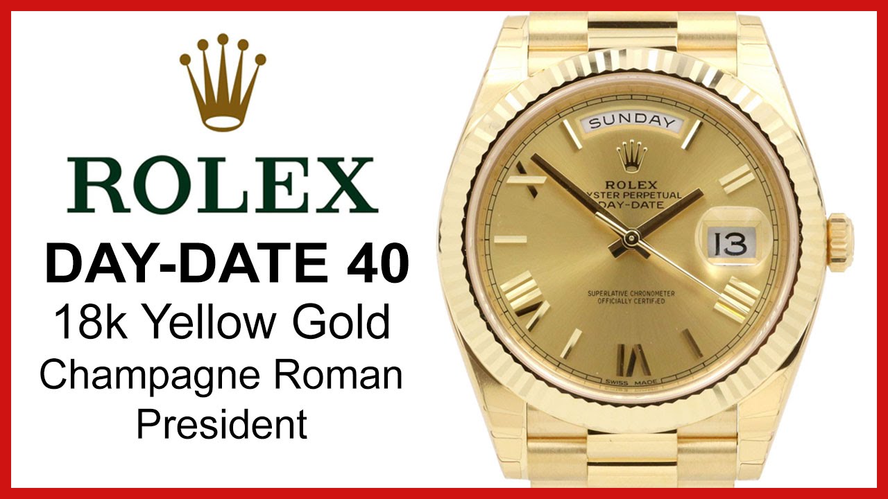 Rolex Day-Date 40 Yellow Gold, Champagne Roman UNBOXING & REVIEW - Fluted, President, 228238-CHPRP