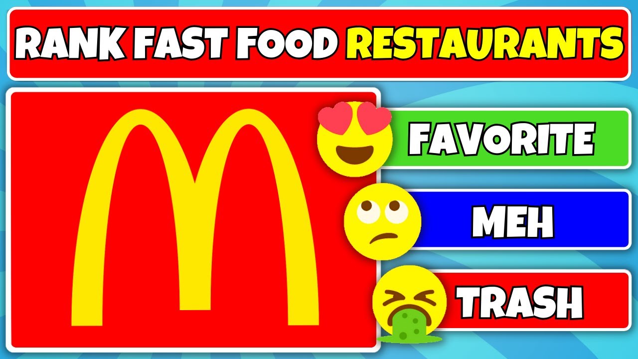 Tier List Rank the Fast Food Restaurants | 💖 Favorite to Trash 🤢 - Junk Food Quiz
