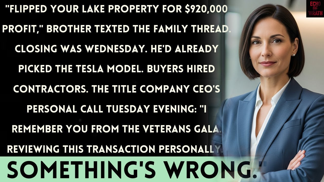 My Brother Sold My Lake Property for a Huge Profit — Then the Title Company CEO Showed Up