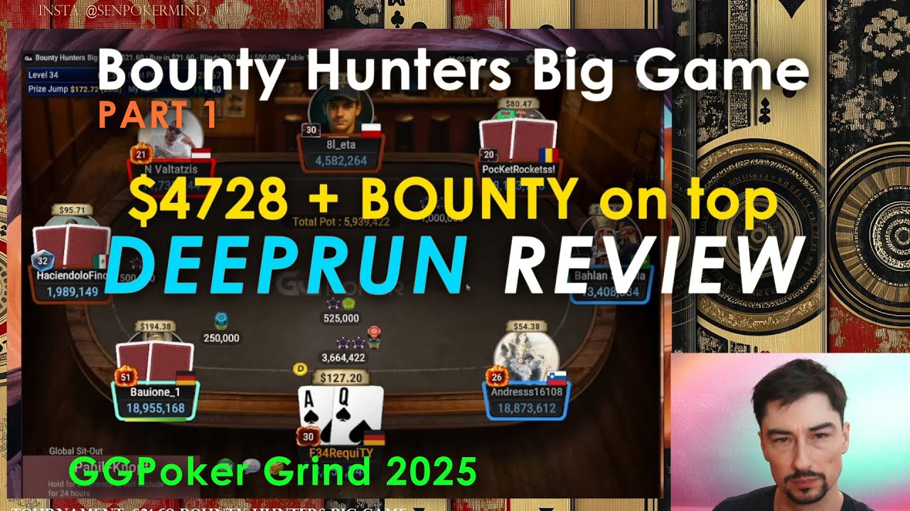 $21.60 Bounty Hunters Big Game - MEGA DEEPRUN in MASSIVE FIELD on GGPoker | PART 1/4