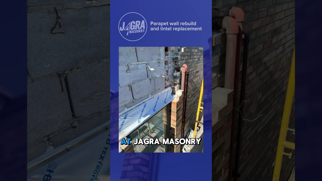Parapet wall rebuild and lintel replacement