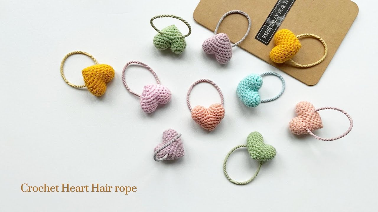 How to Crochet the Heart Hair rope | DIY Hair accessories |  Crochet Tutorial |  Easy 💕