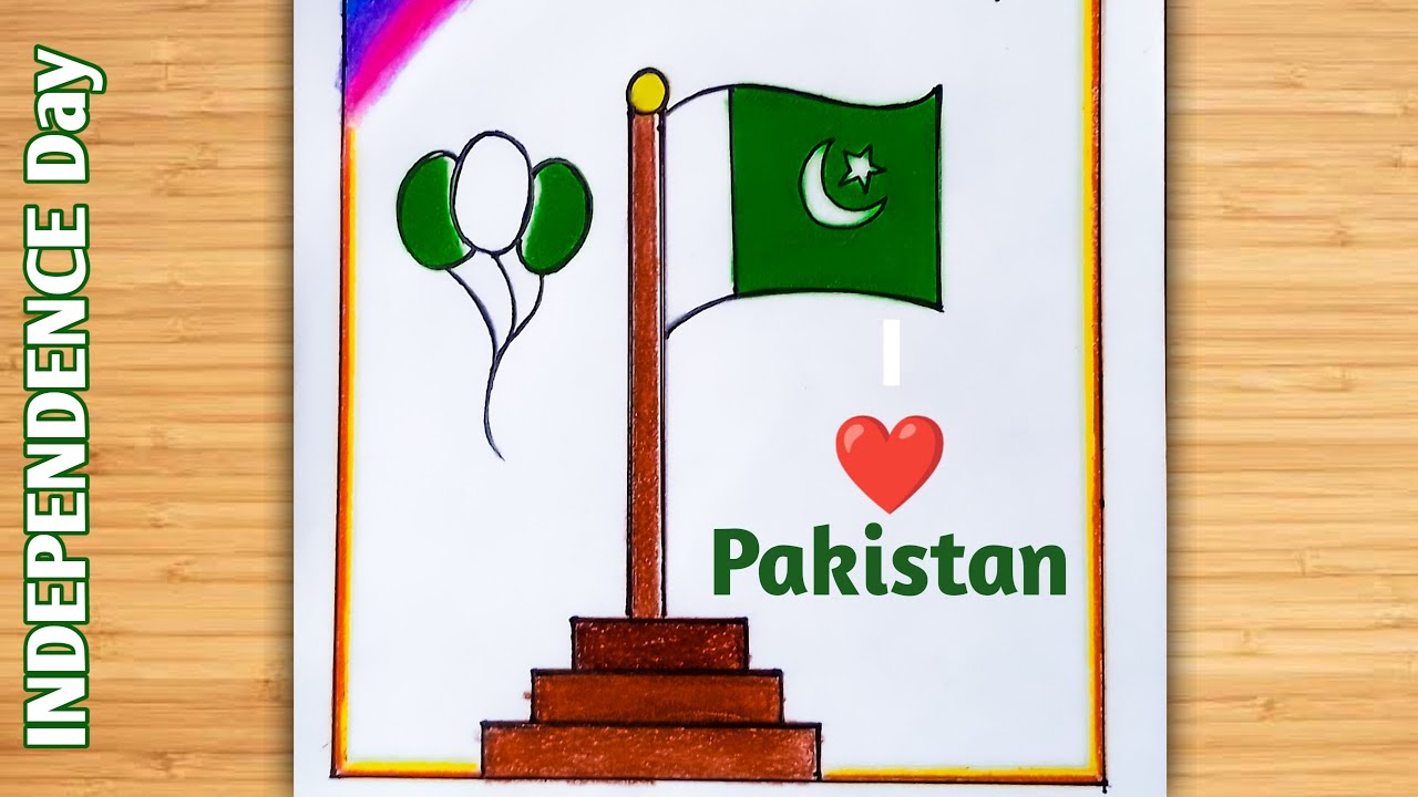 14 August Drawing | Pakistan Independence Day Drawing | Independence Day Drawing Easy |Azadi Drawing