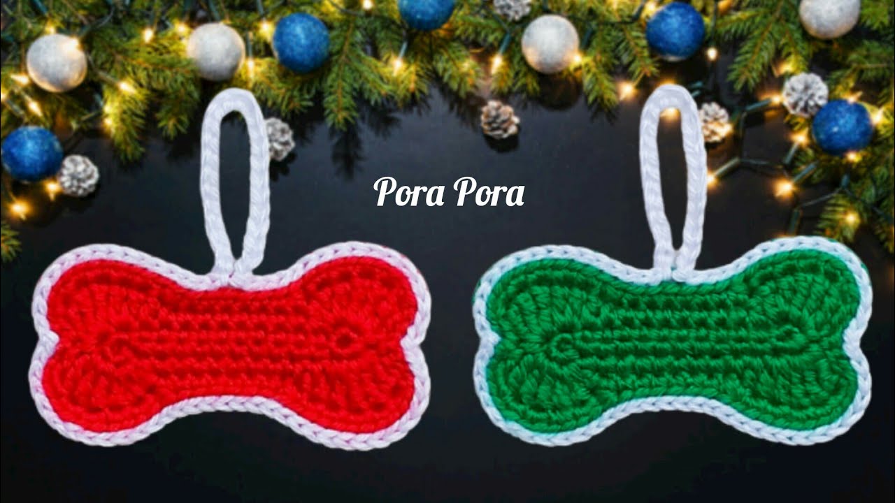 Crochet Dog Bone Ornament I Crochet Christmas Decorations I Crochet Christmas Ornaments