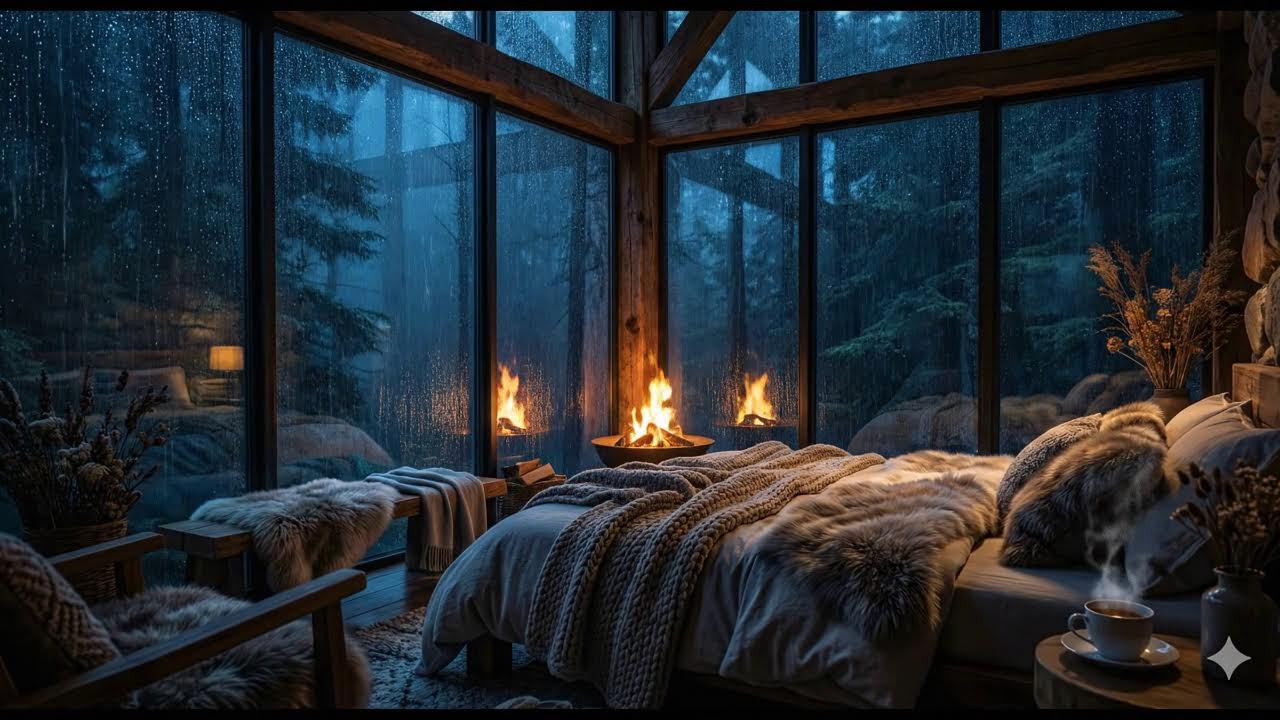 Pure Heavy Rain on Tin Roof in the Forest | Strong Rainstorm & Heavy Thunder on Thunderstorm Night