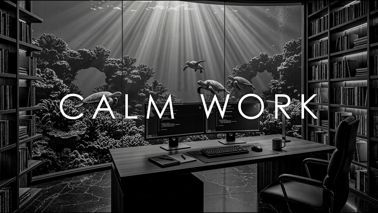 CALM WORK | 2 Hours Underwater Turtle Library for Coding, Reading & Deep Focus Music | Focus Music