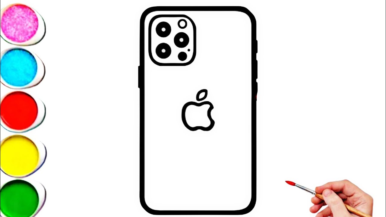 Cute Apple iPhone Drawing, Painting & Coloring For Kids and Toddlers_ Kids Art 