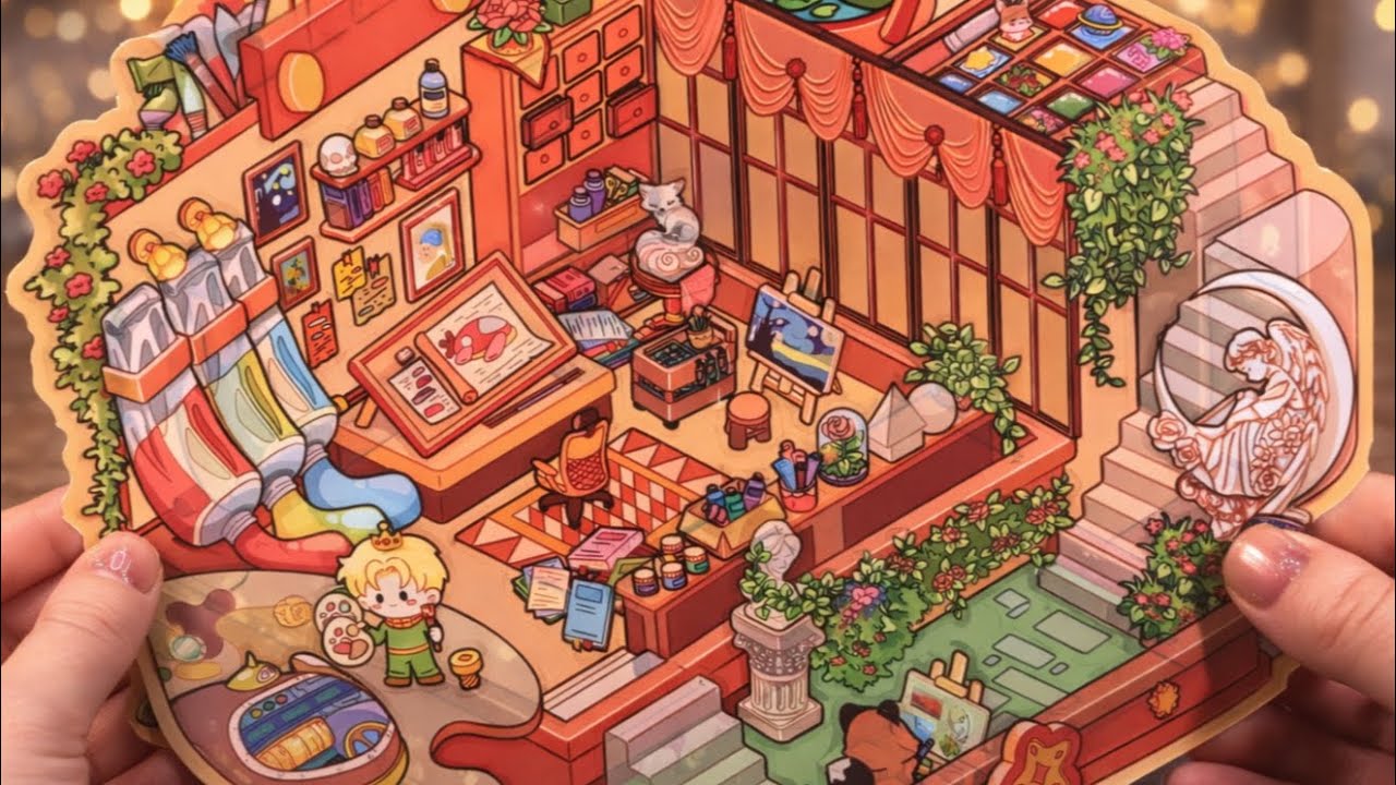 [ASMR] DIY Building a Cozy Artist Room With Stickers 🎨✨