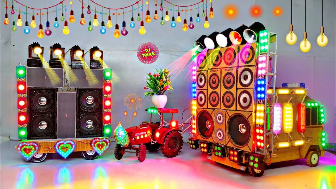 DIY Mini Dj Truck At-home Big setup loading dj project kese banaya mini dj gadi sharpy light big dj