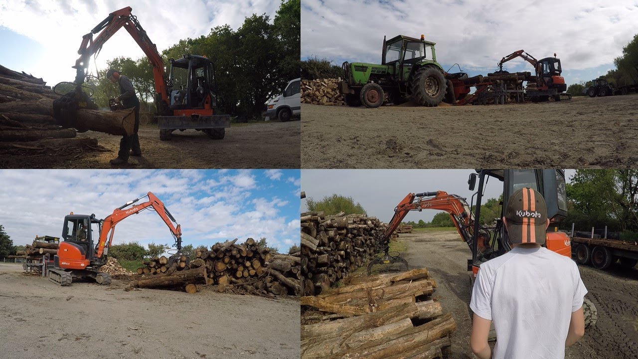 🇫🇷🌲Coupe de bois 2020 avec un combin&eacute;!? Suivez moi aux commandes de la nouvelle Mini-Pelle Kubota