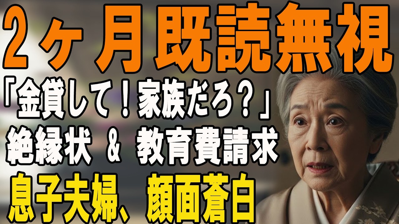 「500万貸して」2ヶ月無視した息子夫婦が掌返し。高級店で絶縁状と”1300万円の請求書”を渡した結果…w 【シニアライフ】【60代以上の方へ】