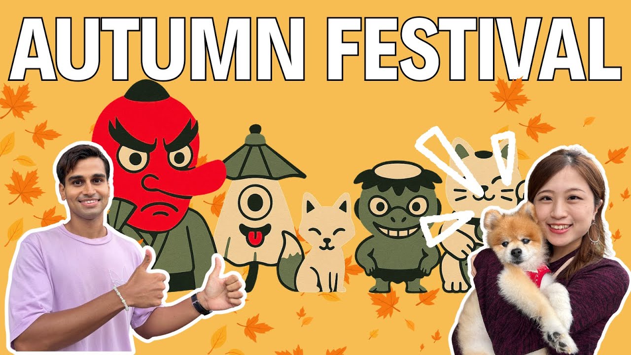 Indian-Japanese Couple Explores Autumn Festival — Giant Statues, Shishimai, and Community Spirit
