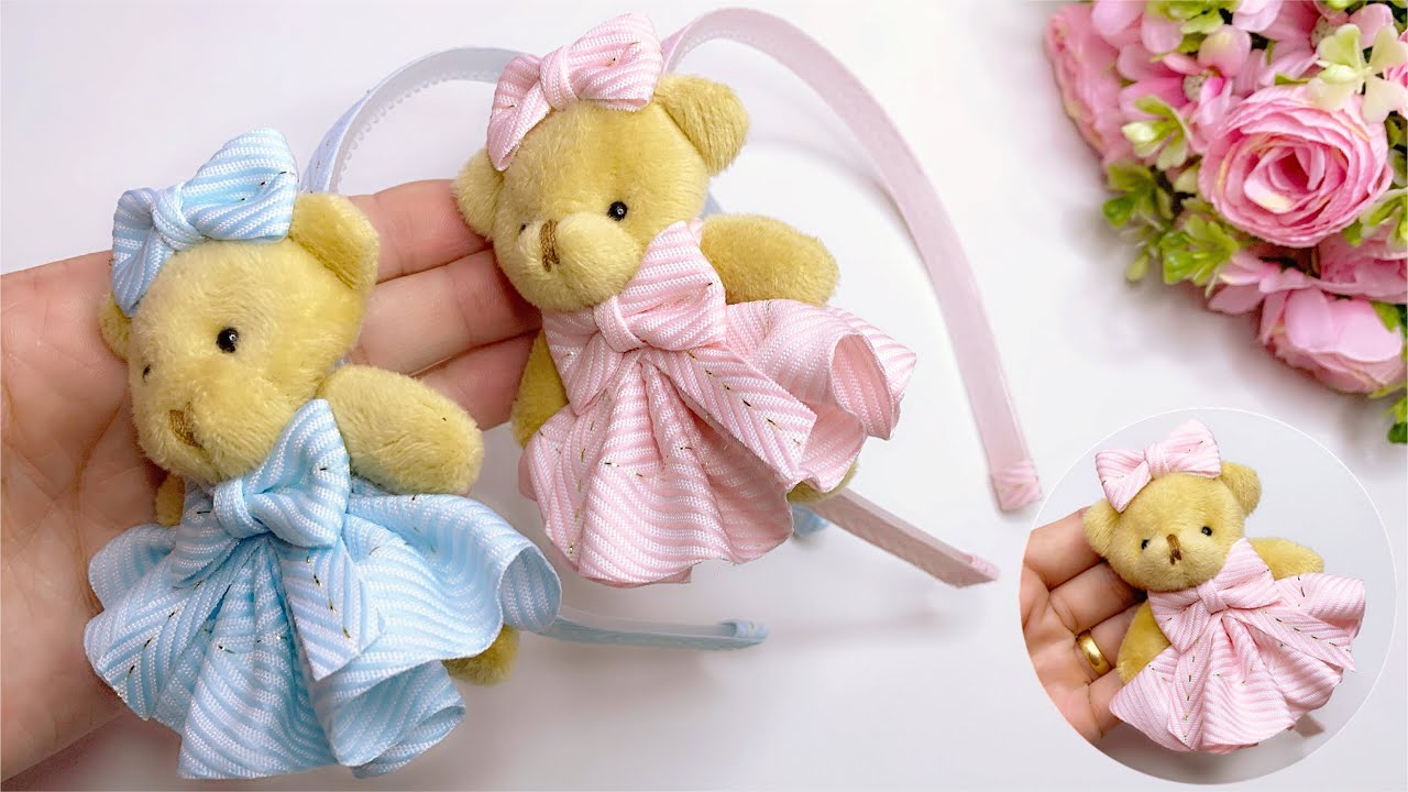 TIARA DE URSINHA/Aprenda a enfeitar a ursinha e fazer uma linda tiara 🎀By Marina Mello