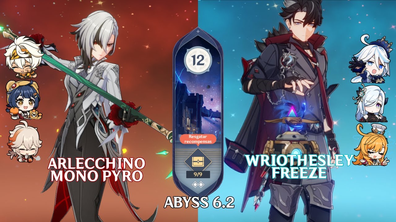 C0 Arlecchino Mono Pyro & C0 Wriothesley Freeze | Genshin Impact Abyss 6.2 Floor 12 9 Stars