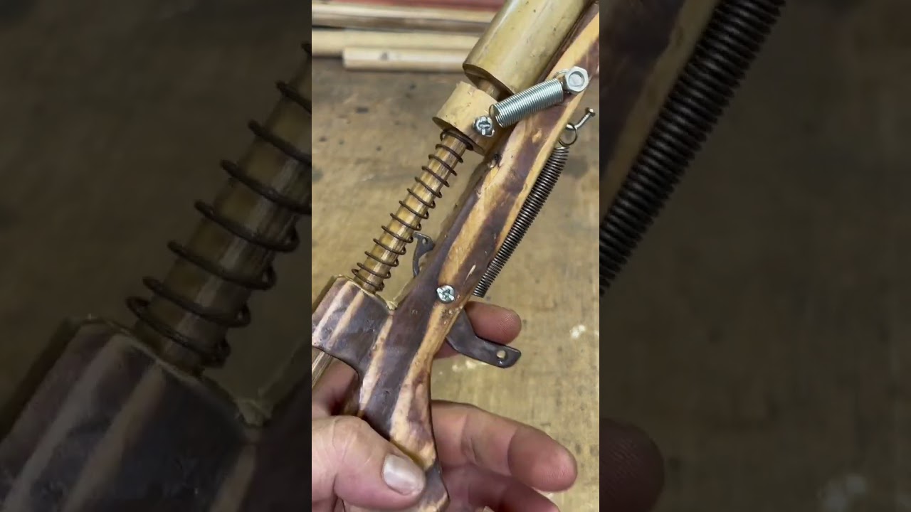 Handmade a Bamboo slingshot # powerful from springs # unique and creative