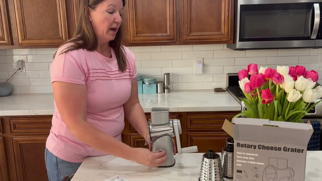 Honest Review Rotary Cheese Grater with 4 Blades