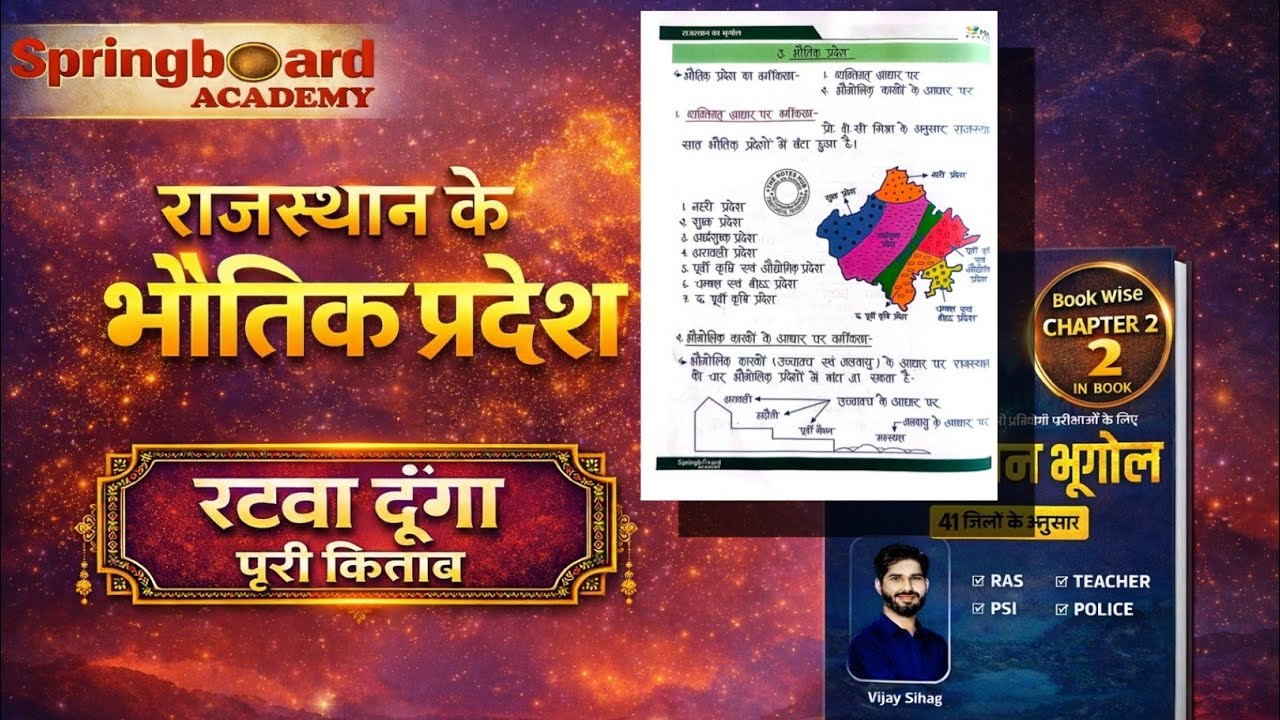 📘 Chapter-2 राजस्थान का भौतिक स्वरूप 🌍 |✍️ विजय सिहाग Sir Book  SpringBoard राजस्थान का भूगोल