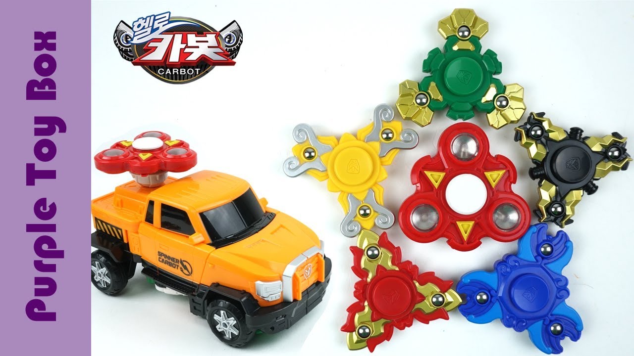 Transformer + 5 Fidget Spinner Hello Carbot 헬로카봇7 유니버스 스피너블 과 5종 스피너