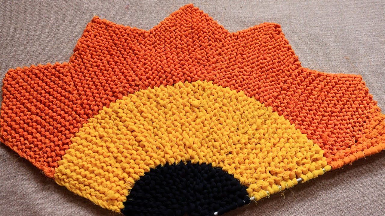 32 फंदे का सूरजमुखी जैसा पायदान बनाएं। New Doormat design ।