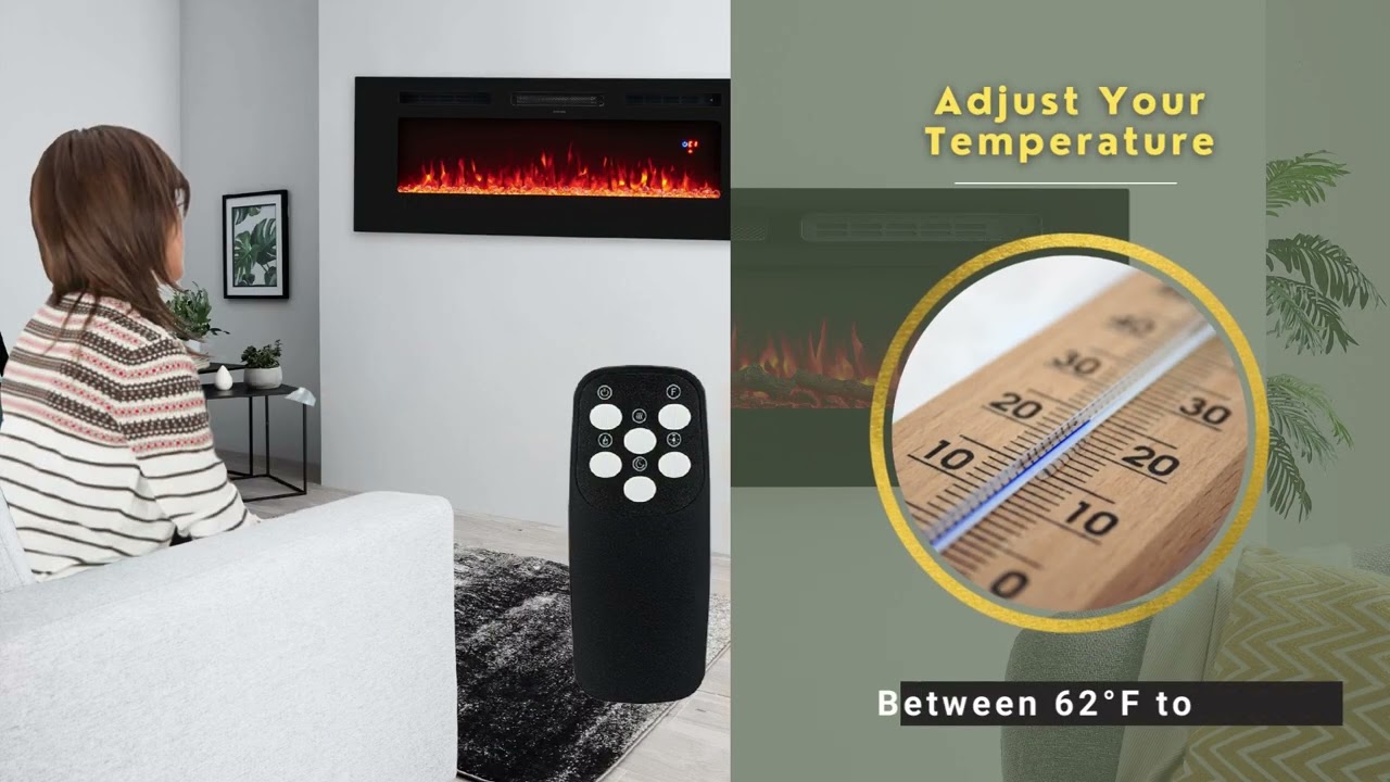 Cyra Wall Mounted Electric Fireplace Heater with Remote Control and Timer |  Naomi Home