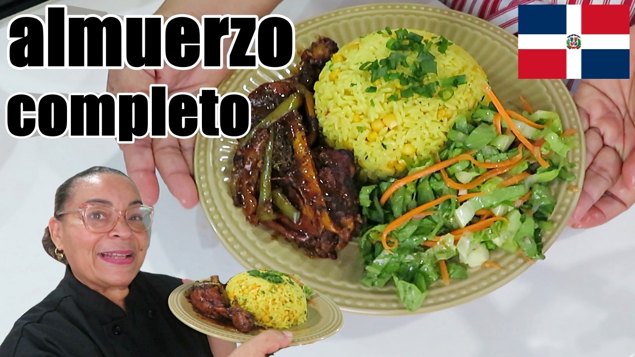 ARROZ CON MAIZ / POLLO GUISADO / ALMUERZO DOMINICANO