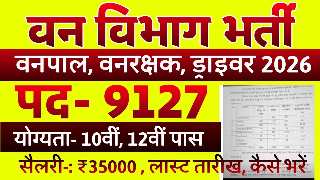 वन विभाग सीधी भर्ती 2026 | 5,732 वनरक्षक और 1,932 वनपाल पद | योग्यता, सैलरी और चयन प