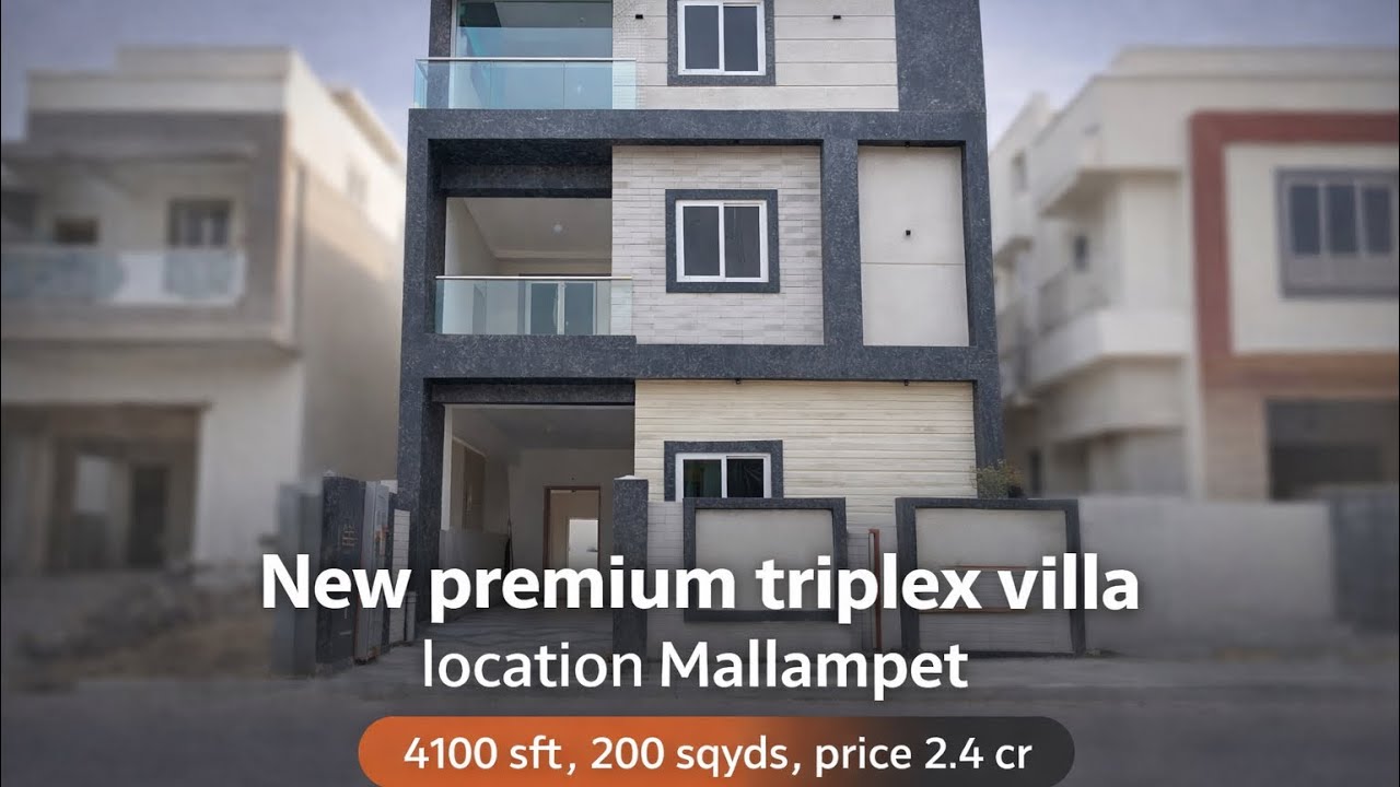 200 Sq Yds Premium Triplex Villa | Mallampet | Municipal Approved | ₹2.4 Cr Negotiable | 8908908939