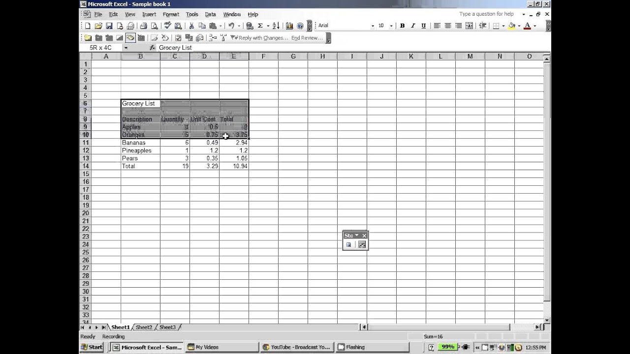 Excel 2003:  How to create a macro in excel