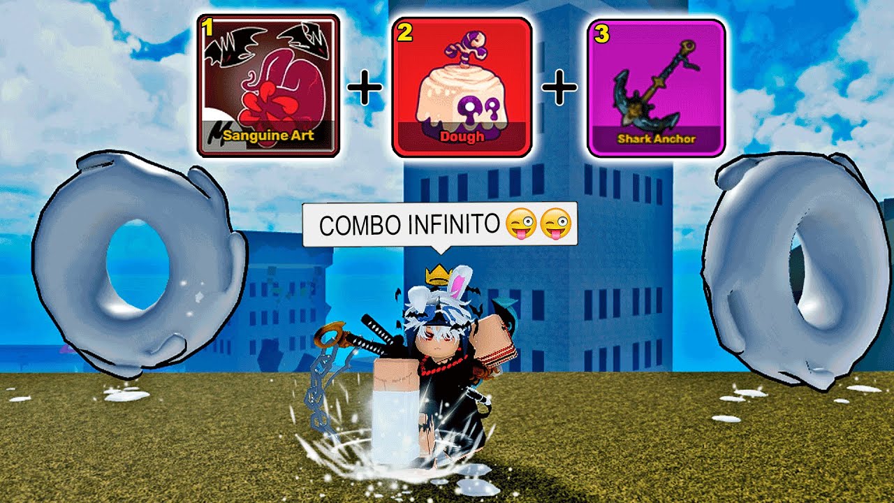 CRIEI um COMBO INFINITO de DOUGH com SANGUINE ART no BLOX FRUITS!! - (ep 79)