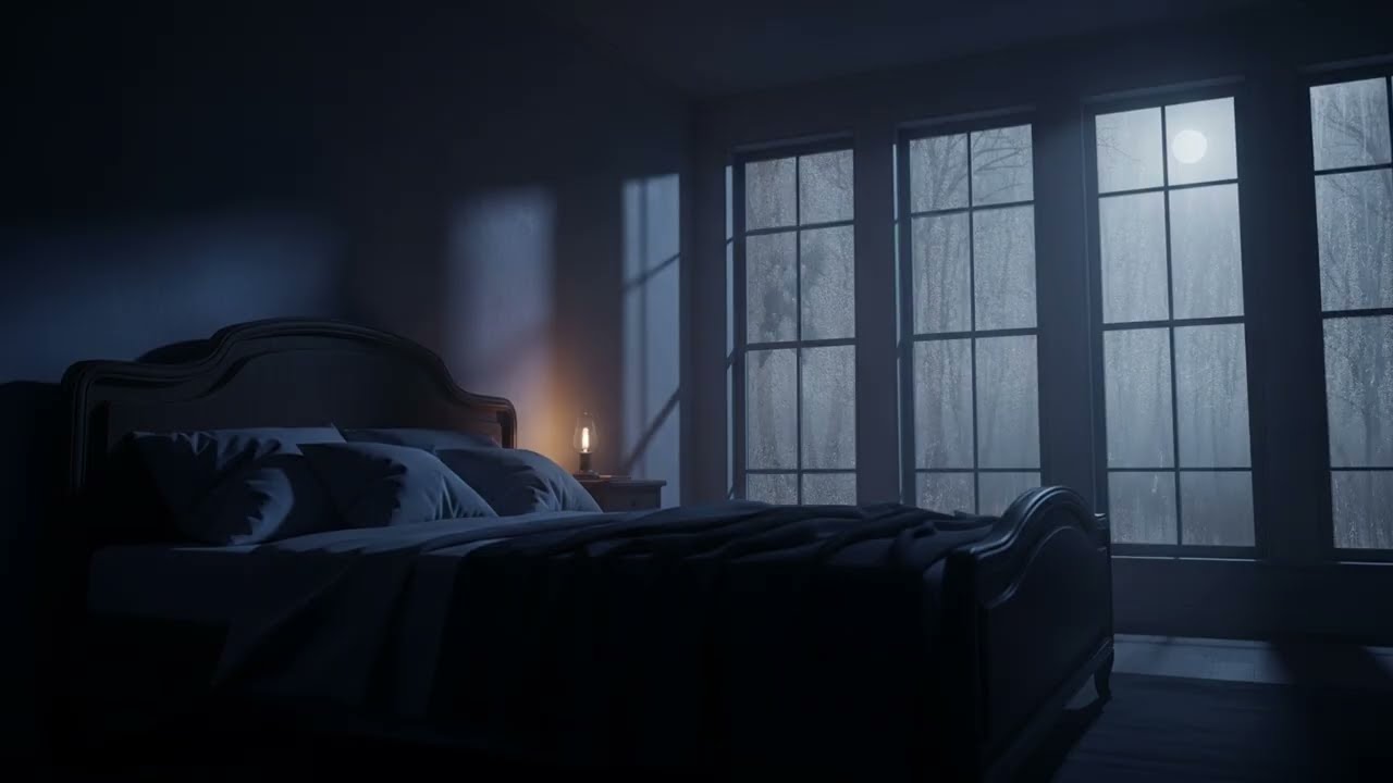 Rain on Window in a Quiet Forest Bedroom - Soothing Rainstorm Sounds for Focus and Sleeping
