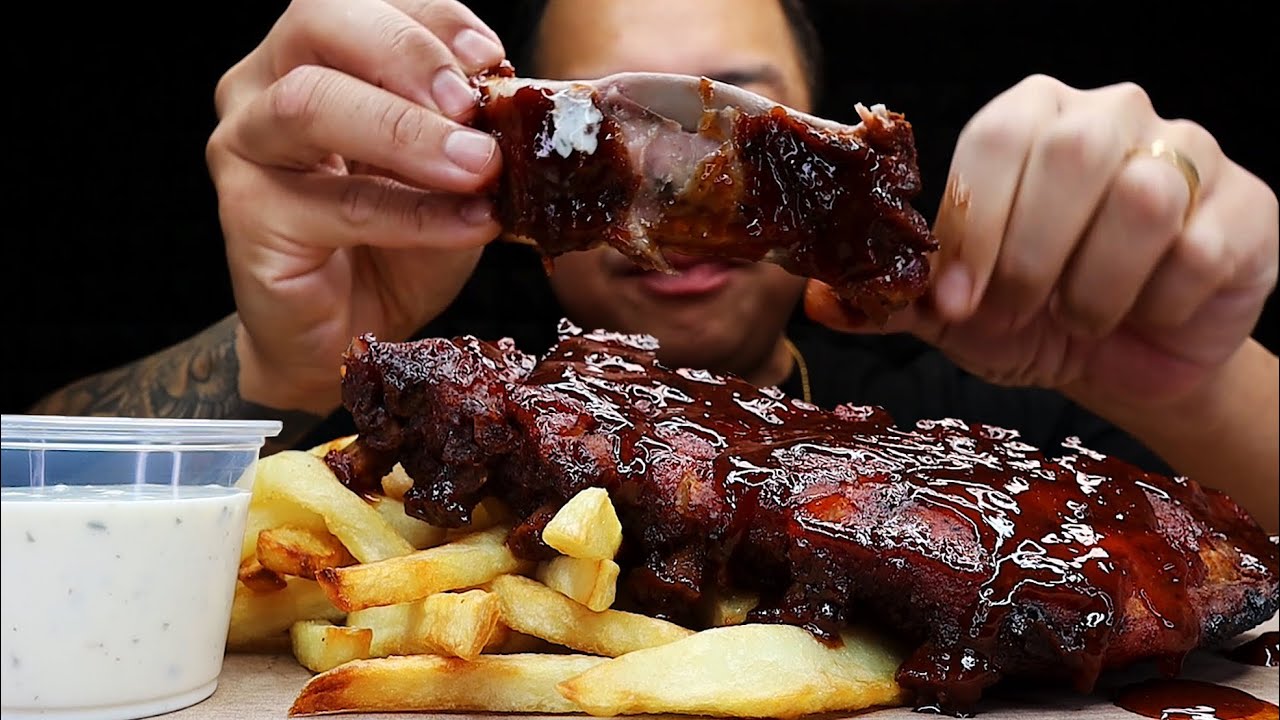 HOMEMADE BBQ RIBS & FRIES ASMR