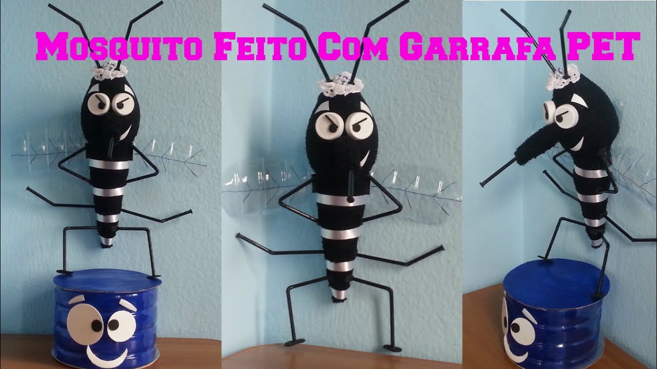DIY.: Mosquito e Caixa D'Água,FEITOS COM GARRAFAS PET IDEAL  PARA PROJETO ESCOLAR