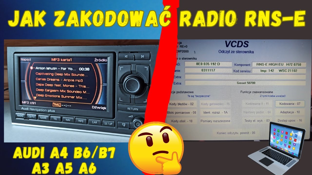 Jak zakodować radio RNS-E VCDS krok po kroku Audi A4 B6/B7 1.8TBFB A3 A6/How to encode