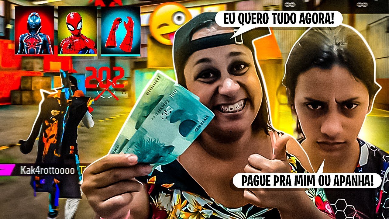 BRIGUEI COM MINHA MÃE E MINHA IRMÃ NO X1 PRA GANHAR A NOVA SKIN DO HOMEM ARANHA! KKK FREE FIRE! 😭