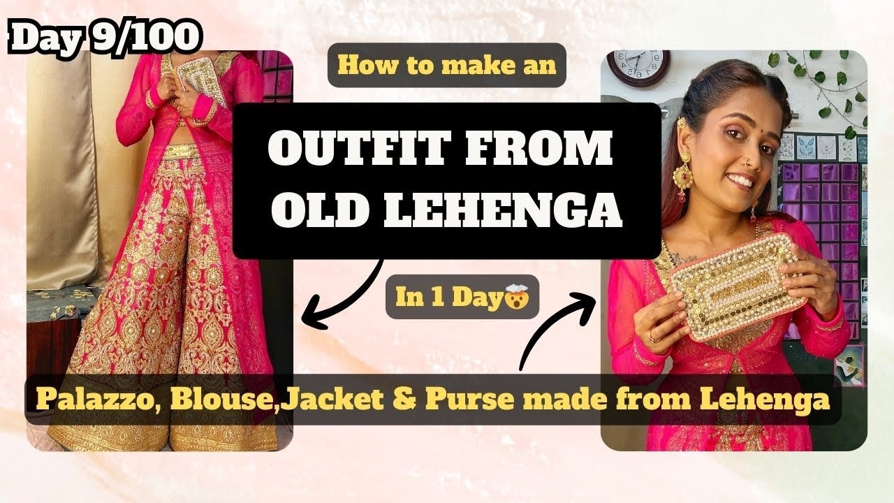 I made an OUTFIT FROM OLD LEHENGA ! Palazzo, Jacket, Blouse & Purse MADE FROM LEHENGA 🤯 Holy Sharayu