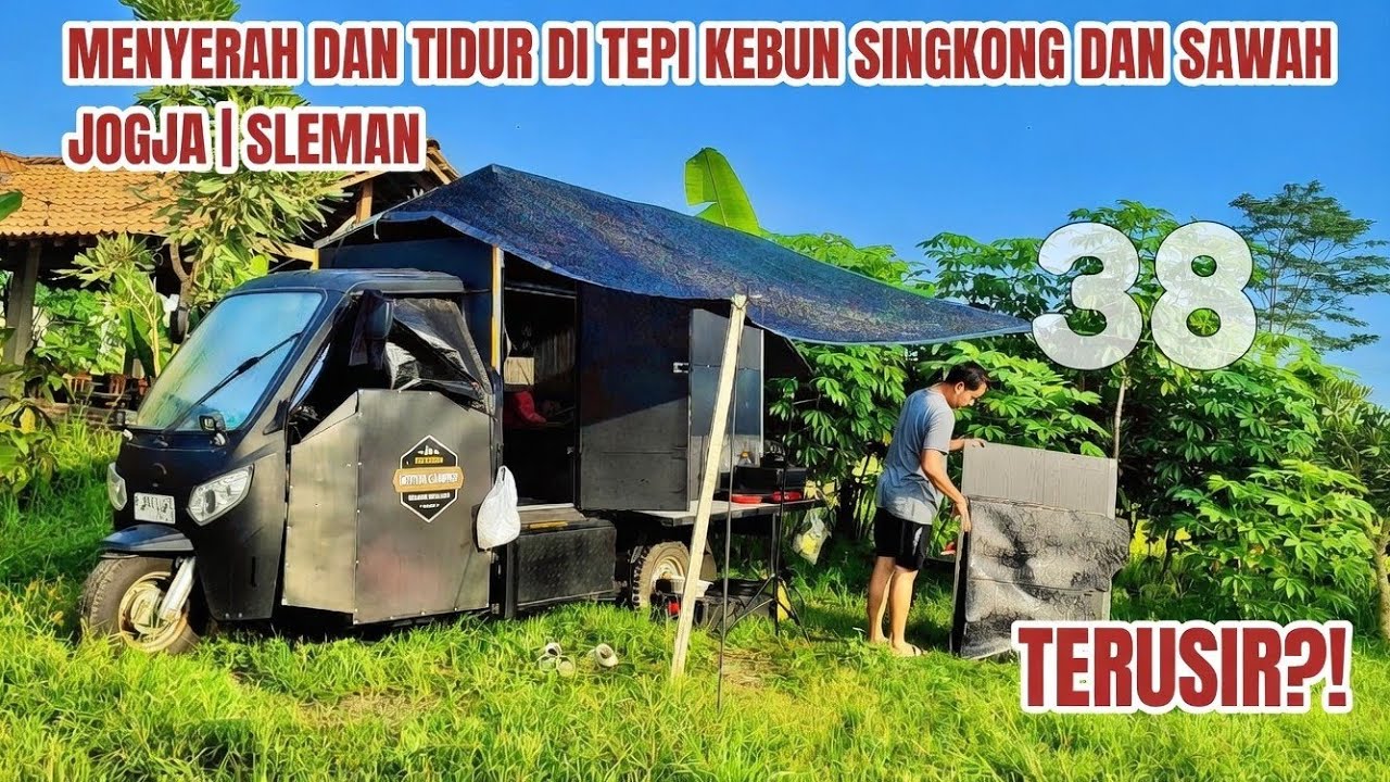 Malam hari Akhirnya Temukan Tempat Istirahat di tepi sawah kebun di Sleman | motor camper story