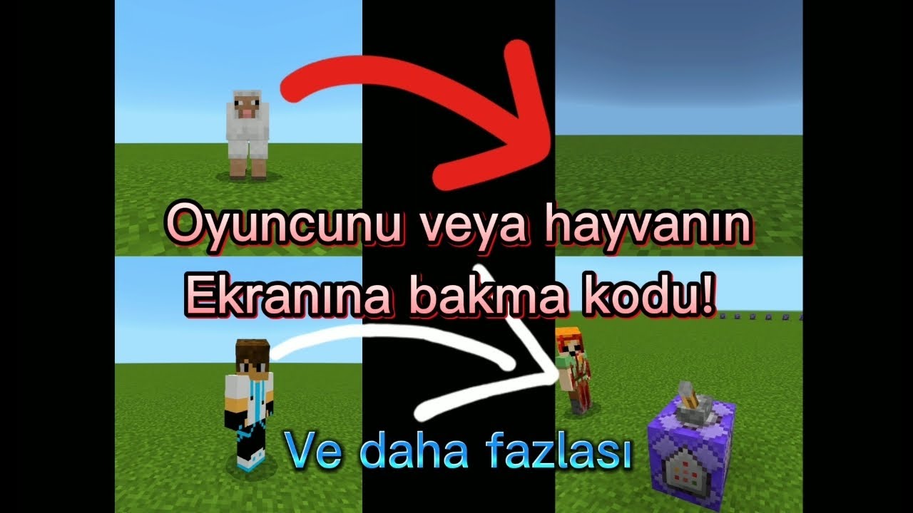 minecraft'ta oyuncunun veya hayvanın ekranına bakma kodu! ve daha fazlası! - mcbe kod
